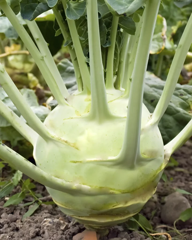 Chou-rave Superschmelz vert pâle au potager