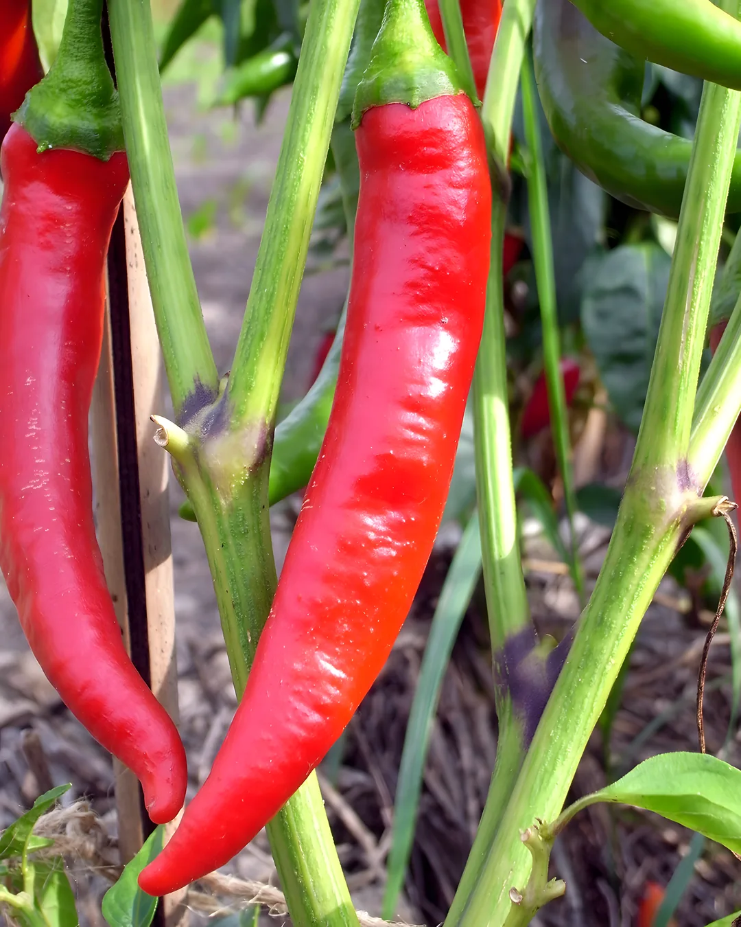 Piments de Cayenne rouges sur le plant