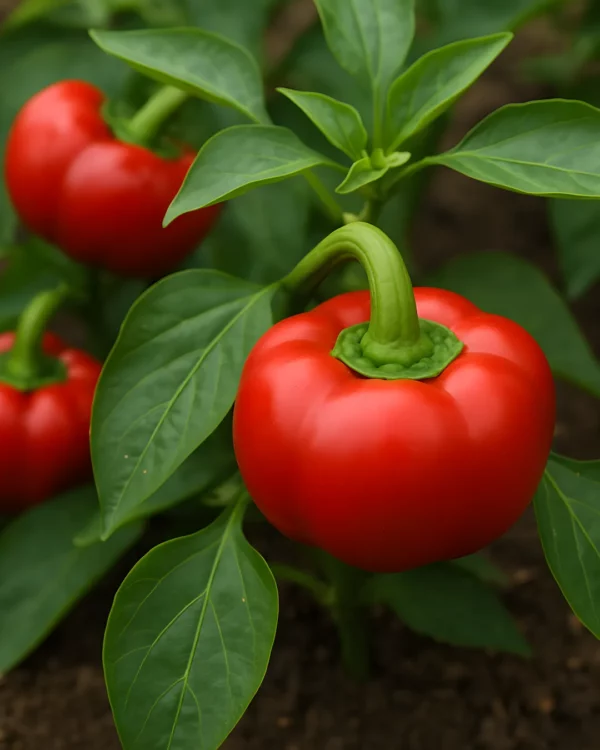Poivrons tomate rouges sur le plant
