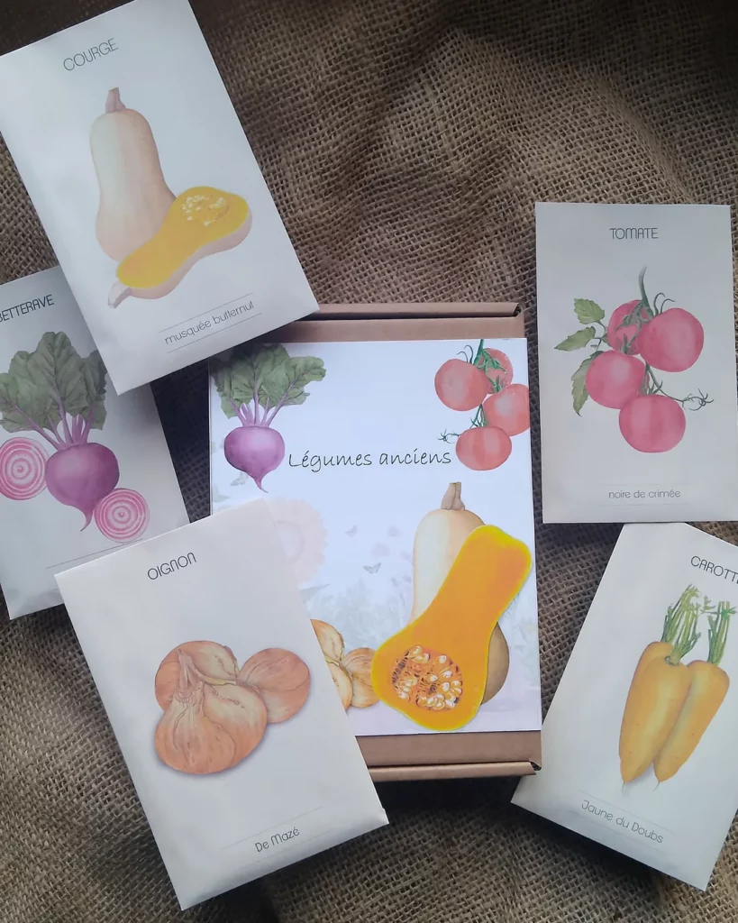 Coffret légumes anciens et ses sachets illustrés