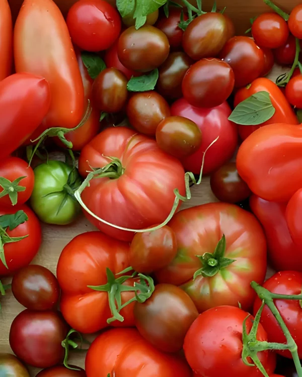 Tomates anciennes de couleurs et de formes variées