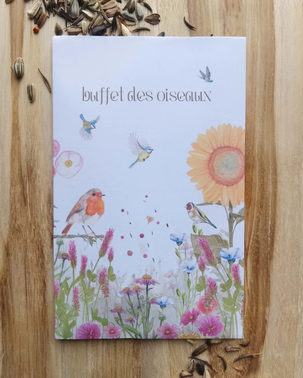 Sachet illustré Buffet des oiseaux et graines de tournesol